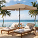 8 X 10 FT Large Rectangular Patio Umbrella with Valance, Outdoor Table Market Umbrella W/Crank & 8 Ribs, Rectangle Outdoor Umbrellas for Garden, Deck, Yard and Poolside, Beige