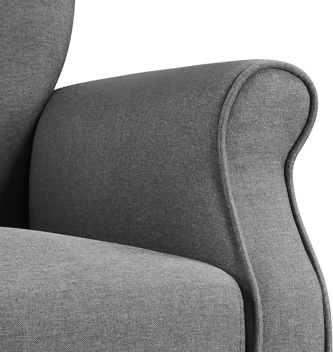 Modern Armchair, Mid Century Accent Chair with Sturdy Wood Legs and High Back for Small Space, Upholstered Fabric Sofa Club Chair for Living Room/Bedroom/Office, Dark Gray