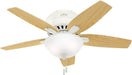 42 Inch Indoor Ceiling Fan with LED Light - White Ceiling Fan with Pull Chain, for Bedroom or Living Room, Low Profile Flush Mount, No Remote, 5 Blades - Newsome 51080, Fresh White