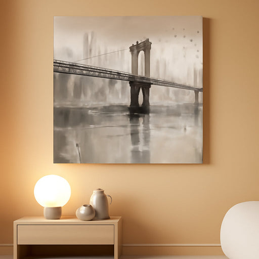 Vintage Brooklyn Bridge Canvas Wall Art Decor, Skylines Cityscapes Gallery Decorative Painting Large Artwork Picture for Hallway Bedroom Kitchen Office Home Decor 40"X20"