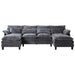 109.45" U Shaped Couch,Oversized 4 Seat Sectional with 4 Waist Pillows, Convertible Upholstery Symmetrical Sofá,Sleeper Sofa Couch with Double Chaise Lounge &Memory Foam for Living Room, Grey