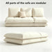 Beige Microfiber Sectional Sofa Daybed With Ottoman