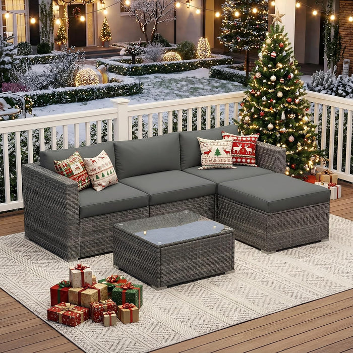 Outdoor Patio Furniture Set, All Weather Patio Sectional Sofa