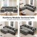 Charcoal Grey Luxurious Modular U Shaped Sectional