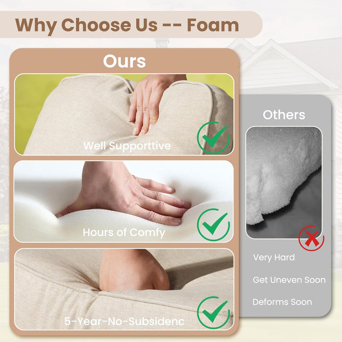 Patio Furniture Set,5 Pieces Outdoor Conversation Set,All Weather Wicker Loveseat Sofa Set with High Back Swivel Rocking Chairs Tables,Beige