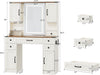 Brown Vanity Desk With BuiltInLED Lighting Mirror