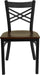 2 Pack HERCULES Series Black ''X'' Back Metal Restaurant Chair - Mahogany Wood Seat