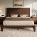 Solid Wood Full Bed Frame with Headboard, Japanese Joinery, Walnut
