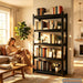 5 Tier Heavy Duty Metal Bookshelf with Adjustable Storage Shelf | Adjustable Boltless Industrial Black Bookcase, Reinforced Steel Frame Anti-Tip 72" Tall Bookcase for Home Office Living Room
