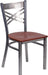 2 Pk. HERCULES Series Clear Coated ''X'' Back Metal Restaurant Chair - Cherry Wood Seat