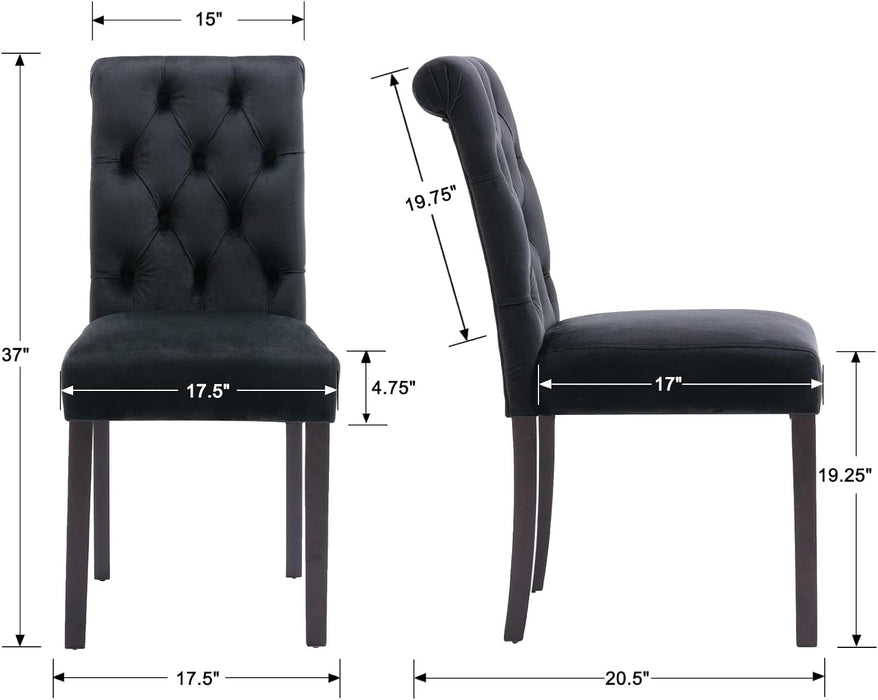 Dining Chairs Set of 4 Mid Century Modern Living Room Chairs with Button Tufted High Back Velvet Armless Chair Comfy Upholstered Side Chairs for Kitchen/Restaurant/Bedroom, Black