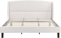 Cordo 44.50" H King Size Bed Set, Upholstered Platform Bed with Wingback Headboard, Solid Wooden Slats Panel Support, No Box Spring Needed, Easy Assembly, Beige