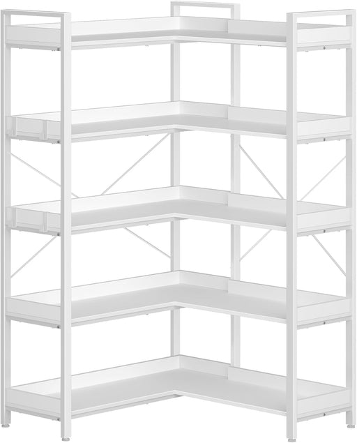 White Five Tier Corner Bookshelf Durable Construction