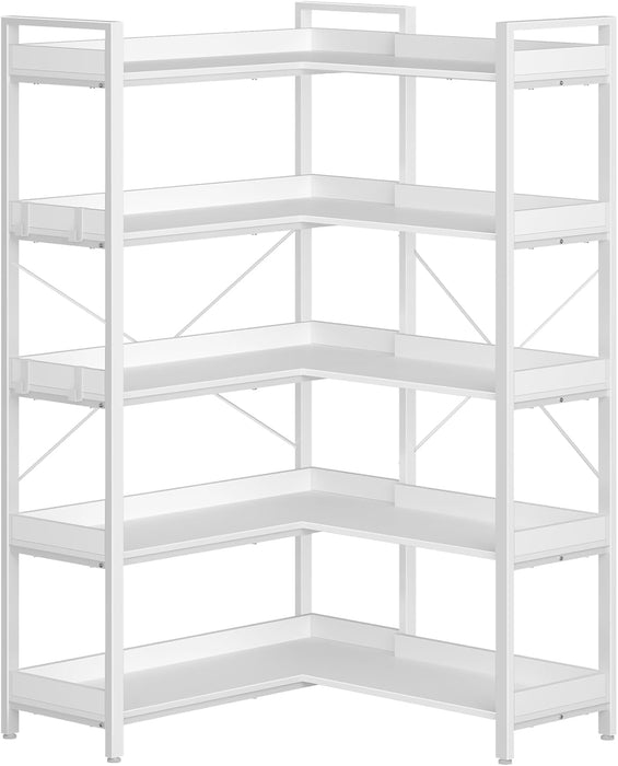 White Five Tier Corner Bookshelf Durable Construction