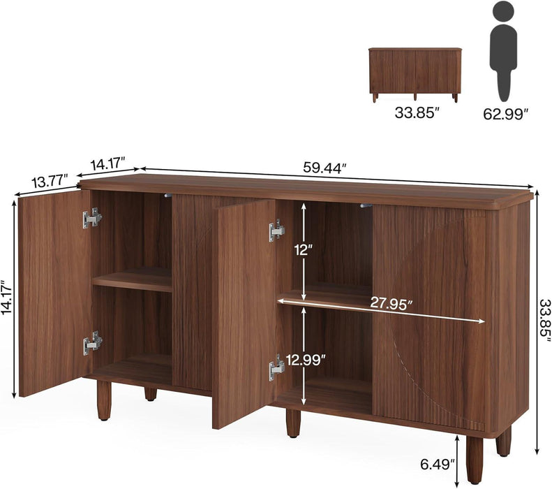 Buffet Cabinet Sideboard with Storage, Modern Storage Cabinet Sideboard Buffet Table with Doors for Living Room Kitchen Dining Room (Brown)