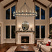 70" 24-Light Black Wagon Wheel Chandelier for High Ceilings Living Room