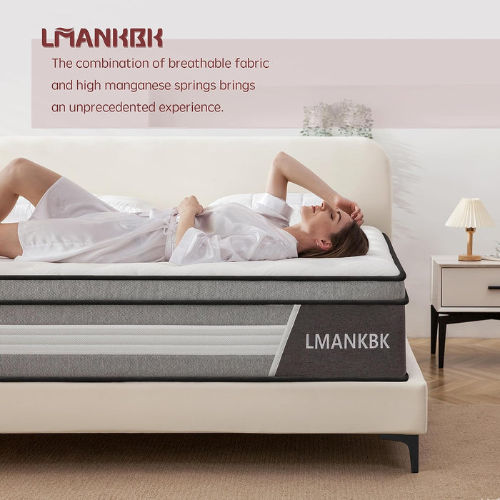 Queen Mattress, 12 Inch Innerspring Hybrid Mattresses in a Box with Gel Memory Foam, Individually Wrapped Encased Coil Pocket Spring Mattress, Pressure Relief, Medium Firm Support, 60"*80"*12"