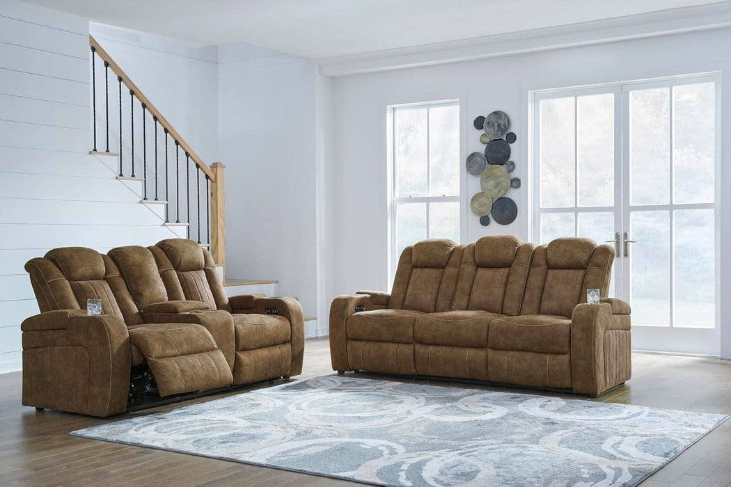 Wolfridge Contemporary Faux Leather Power Reclining Sofa with Drop down Table, LED Lights, Electrical Outlet, Wireless Charging, USB Ports and Cup Holders, Light Brown