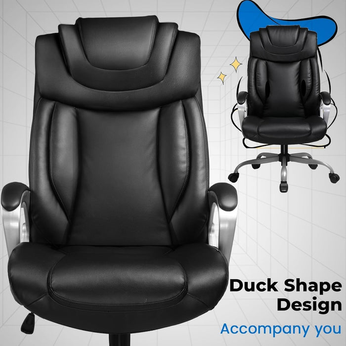 Ergonomic Office Chair Home Office Desk Chairs Comfy Back Support PU Leather Executive Office Chair with Wheels Headrest Padded Armrests Height Adjustable Tilt Swivel Rolling Reclining Seat