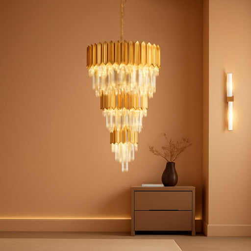 Gold Oversized Crystal Chandelier For High Ceilings