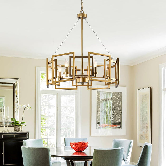 Gold GeometricMetal Pendant Chandelier 5 Light Fixture