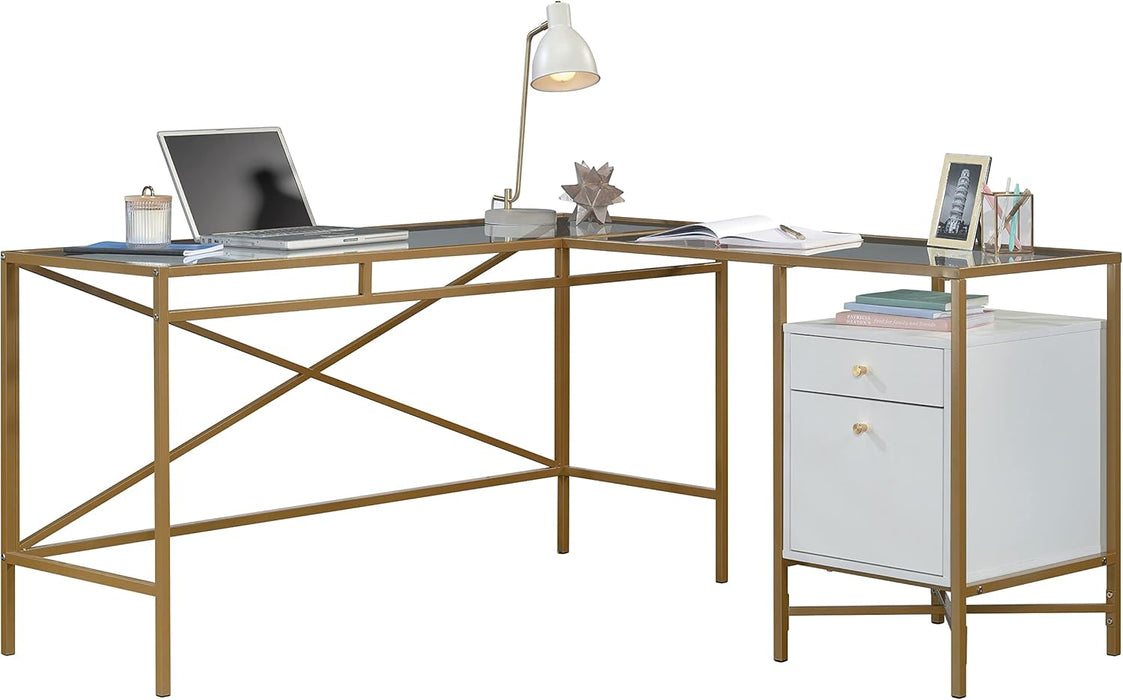 Harper Heights L-Desk, White Finish