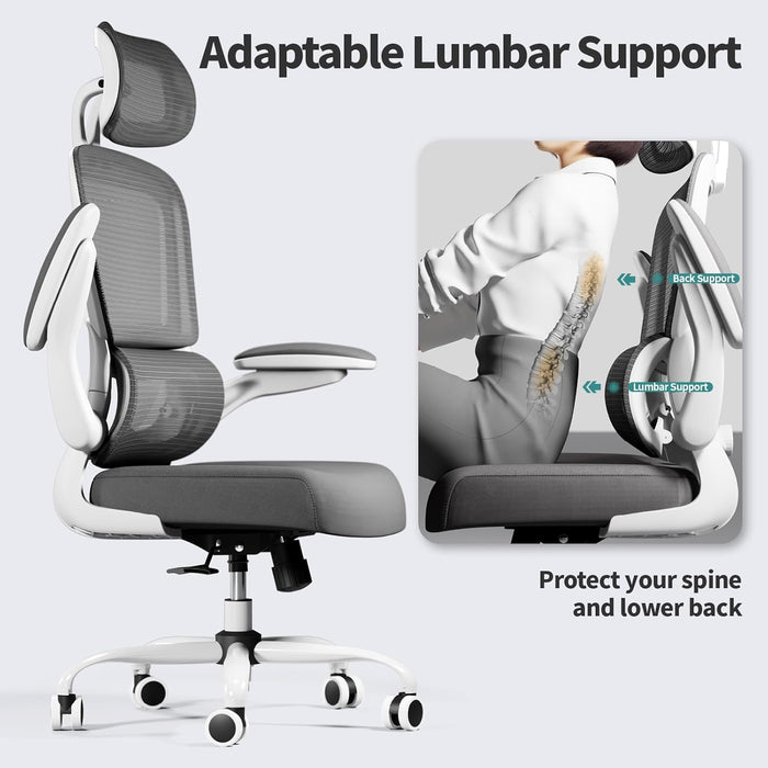 Ergonomic Office Chair Height Adjustable White Backrest
