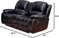 2PC Bonded Leather Recliner Set, Sofa, Loveseat, 8018, Black