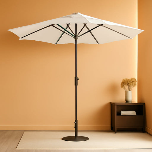 9FT Outdoor Patio Umbrella,Market Table Umbrella with 8 Fiberglass Ribs, Pool Umbrella with Tilt and Crank, UV Protection Lightweight & Wind-Resistant for Lawn, Garden, Deck and Backyard, Cream White