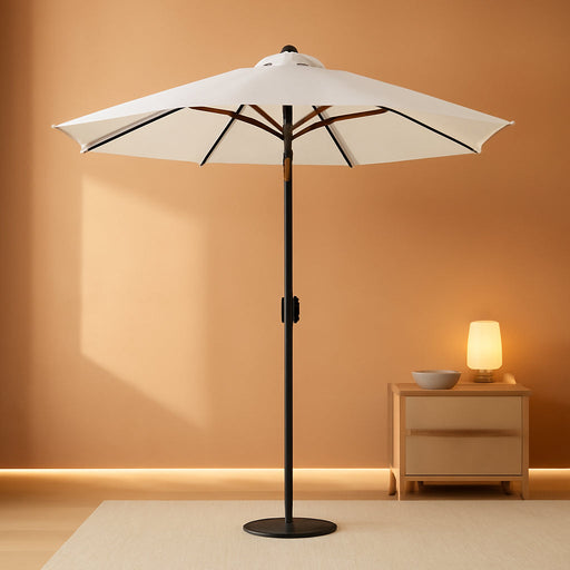 9FT Outdoor Patio Umbrella,Market Table Umbrella with 8 Fiberglass Ribs, Pool Umbrella with Tilt and Crank, UV Protection Lightweight & Wind-Resistant for Lawn, Garden, Deck and Backyard, Cream White