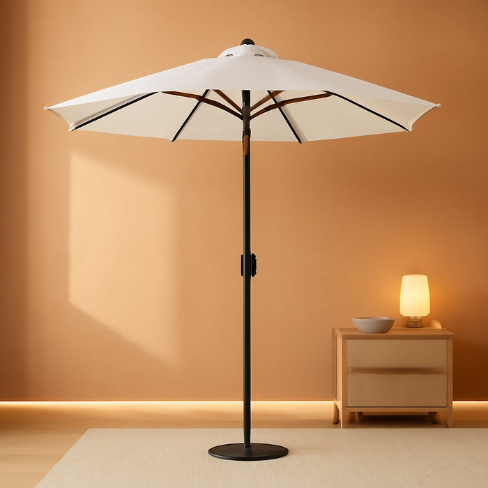 9FT Outdoor Patio Umbrella,Market Table Umbrella with 8 Fiberglass Ribs, Pool Umbrella with Tilt and Crank, UV Protection Lightweight & Wind-Resistant for Lawn, Garden, Deck and Backyard, Cream White