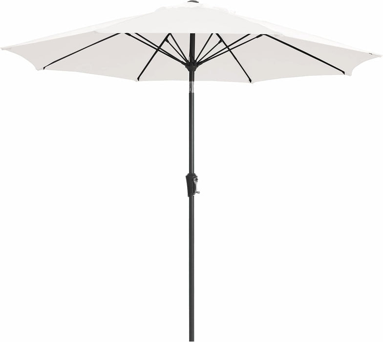 9FT Outdoor Patio Umbrella,Market Table Umbrella with 8 Fiberglass Ribs, Pool Umbrella with Tilt and Crank, UV Protection Lightweight & Wind-Resistant for Lawn, Garden, Deck and Backyard, Cream White