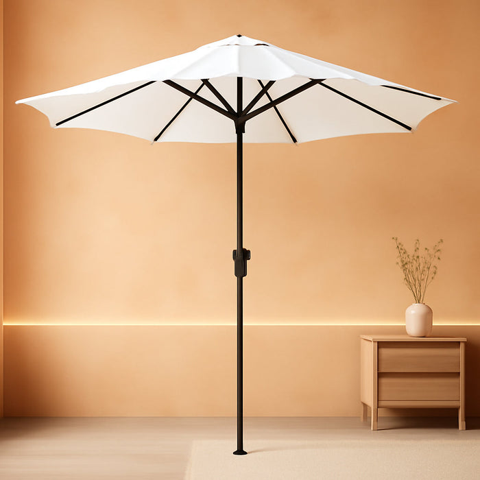 9FT Outdoor Patio Umbrella,Market Table Umbrella with 8 Fiberglass Ribs, Pool Umbrella with Tilt and Crank, UV Protection Lightweight & Wind-Resistant for Lawn, Garden, Deck and Backyard, Cream White