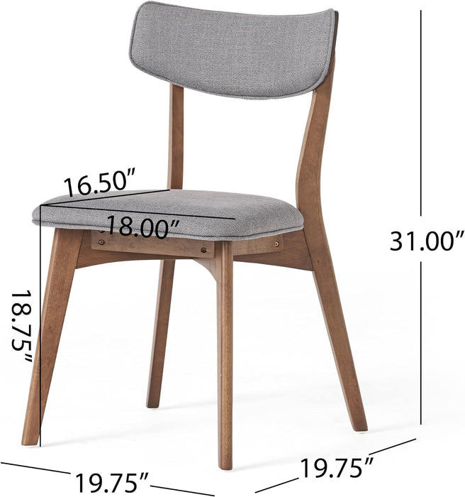 Chazz Mid-Century Frame Dining Chairs (Set of 2), 2-Pcs Set, Dark Grey/Natural Walnut Finish