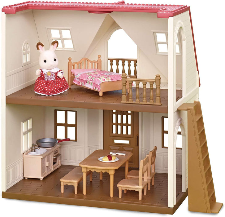 Red Roof Grand Mansion Gift Set, Dollhouse Playset with 3 Figures, Furniture, Vehicle and Accessories