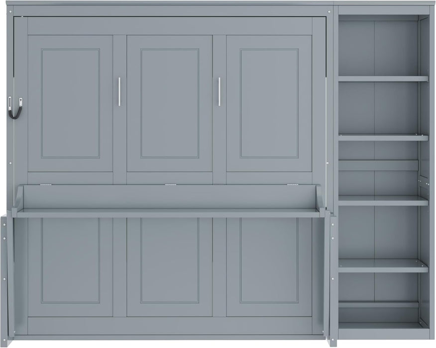 Gray Queen MurphyDesk With Industrial Storage Shelving