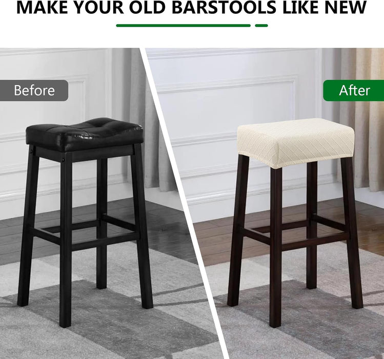 Stool Covers Rectangle - 2 Pack Stretch Waterproof Saddle Seat Cover Counter Bar Stools Bar Chairs Covers Kitchen Island Chairs Cushion Protector