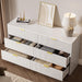 55" Wide Fluted 6-Drawer Double Dresser for Bedroom, White
