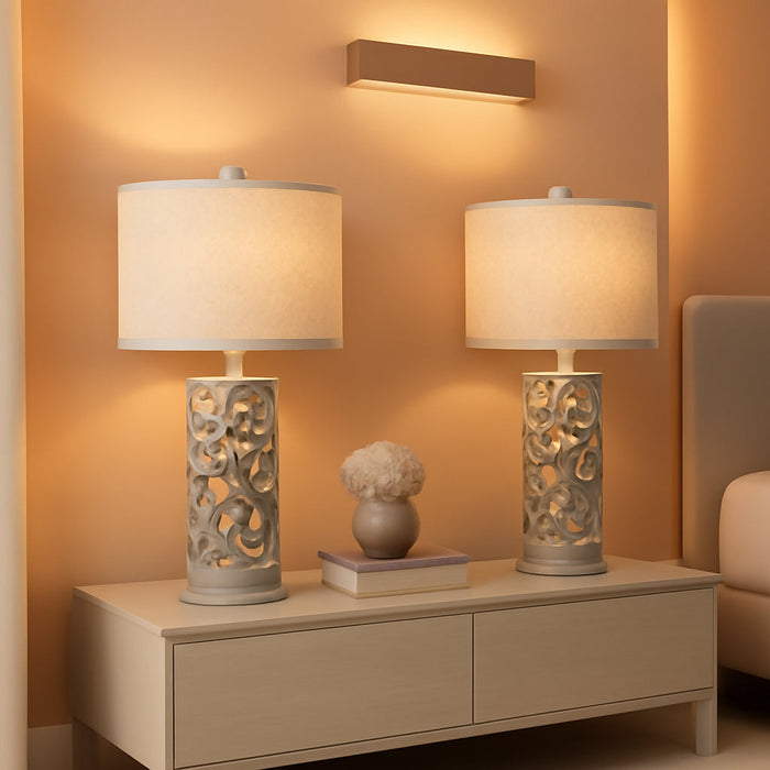 Bedside Table Lamps Set of 2 with USB & Night Light, 22'' Farmhouse Bedroom Lamps for Nightstand, Vintage Table Lamps for Bedroom Living Room Home Offce (Bulb Included)