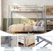 Twin over Full Bunk Bed Frame, Heavy Duty Metal Bunk Beds for Kids/Teens/Adults, 450 Lbs Upper & 500 Lbs Lower Capacity, Slot-Type Assembly, Reversible Ladder, 11.7" Safety Guardrails，Grey