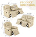 Manual Leather Sofa Recliner Set for Living Room Furniture Set,Leather Recliner Couch Set for Home/Office,Leather Reclining Sofa Set for 3-Pieces(Sofa+Loveseat+Chair) Beige