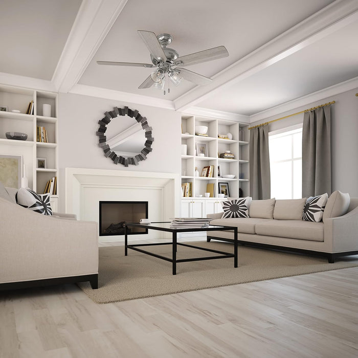 Rosner, Indoor, Ceiling Fan, Standard Mount, 52 Inch, Brushed Nickel