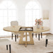 47"-63" Extendable round Dining Table for 4-8 (Tableonly)Naturalwood | Oval Dinner Table with Wooden Cross Pedestal Base, Farmhouse Kitchen Circle Furniture for Dining Room, Living Room, Kitchen