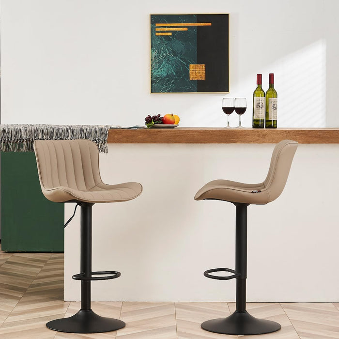 Counter Height Bar Stools Kitchen Island Barstools Set of 2 Adjustable Swivel Counter Stool Bar Height Island Chairs with Back, Khaki