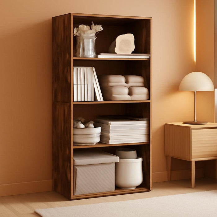 CUSTOS Collection - Bookshelf, 4-Tier Bookcase, Book Shelf, Open Storage Shelf, 9.4 X 23.6 X 42.4 Inches, for Living Room, Home Office, Dinning Room, Rustic Brown ULBC164X01