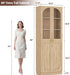 80" Arched Bookcase with Tempered Glass & Soft Close Doors, 2 Set | Tall Bookshelf with Storage, Wooden 6-Tier Pantry Cabinet with Seamless Fit Wall for Home Office, Living Room, Kitchen
