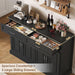 Sideboard Buffet Cabinet with Storage, Black Coffee Bar Cabinet