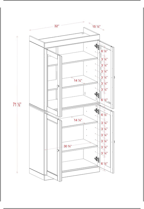 Solid Wood Bookcase - 6-Tier Bookshelf, 71.5” H X 32” W - Navy Blue, Clear Glass Doors & Storage Cabinet, Tall Bookcase for Living Room, 100% Renewable Eco-Friendly Wood, Made in Brazil