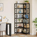 7-Shelf Corner Bookshelf,Large Modern Corner Bookcase, 7-Tier Tall Corner Shelf Storage Display Rack with Metal Frame for Living Room Home Office (Black)