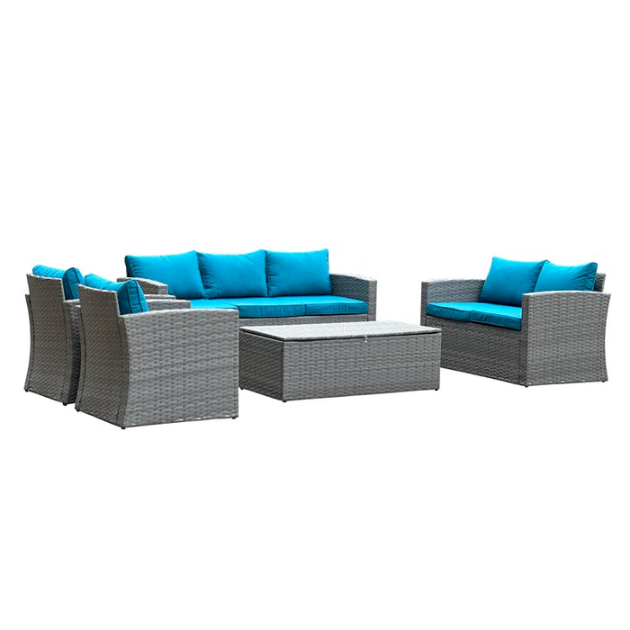 Arlington Outdoor Wicker 7 Person Seating Group with Cushions & Storage
